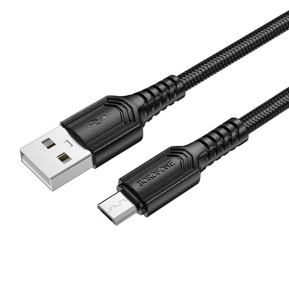 Дата кабель Borofone BX116 Certain USB to MicroUSB 2.4A (1m) Black | Зображення 1
