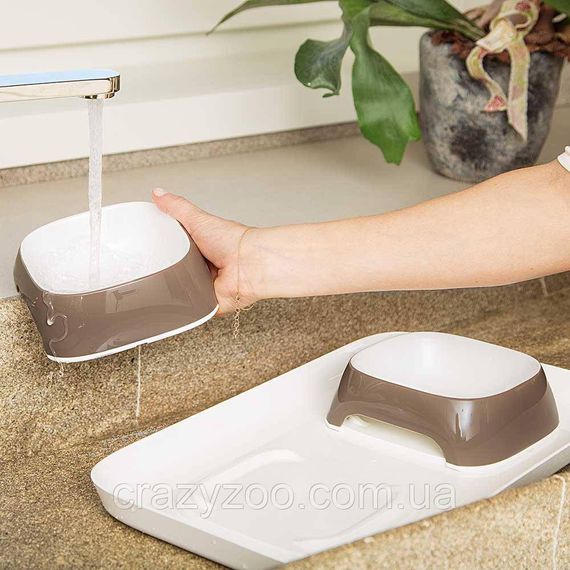 Миски на підставці для собак та котів Ferplast Glam Tray Extra Small пластикові сірі 40x23x4.5 см 400 мл 71908321 | Зображення 2