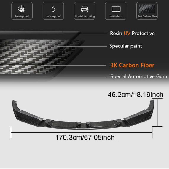 Накладка на передній бампер Lip V1 (для F97 2018-2021, Карбон) для BMW X3 G01 2018- рр | Зображення 4