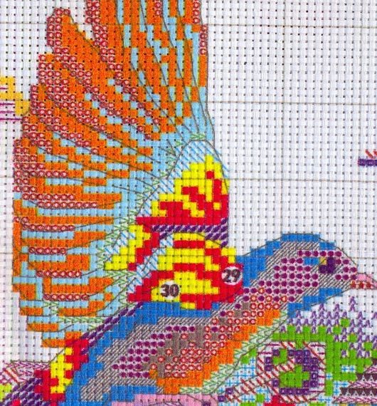 Набір для вишивання за нанесеною на канву схемою "Tulips and bird". AIDA 14CT printed 41*37 см | Зображення 5