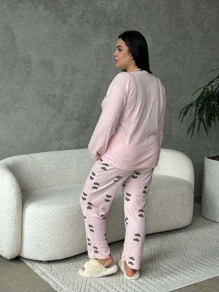Тепла рожева  піжама в розмірі PLUS SIZE | Зображення 6