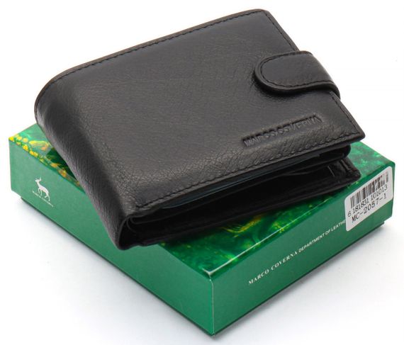 Чорне чоловіче портмоне з натуральної шкіри із візитницею Marco Coverna MC-2057-1 | Зображення 1