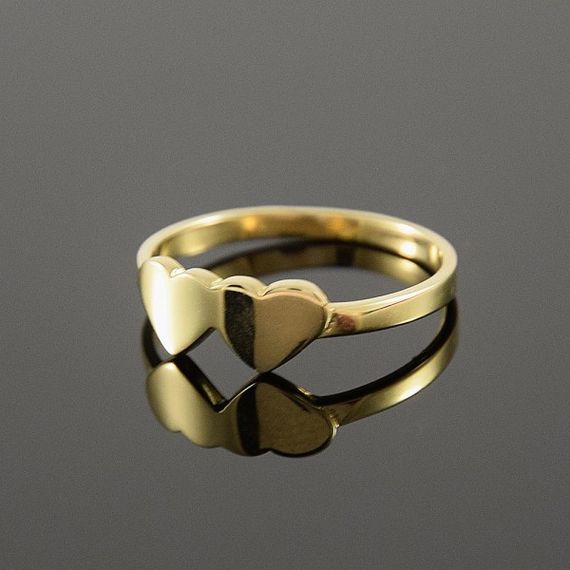 Кольцо из желтого золота с сердечками 16.5 | Зображення 2