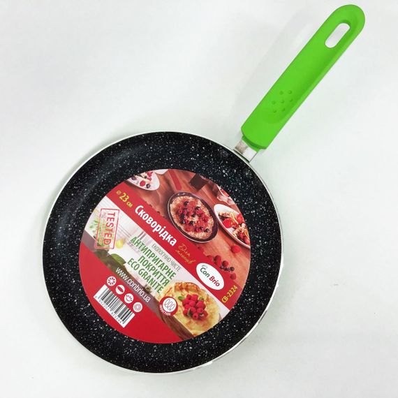 Сковорідка для млинців 23 см Con Brio СВ-2324 Eco Granite. GJ-705 Колір: зелений | Зображення 5