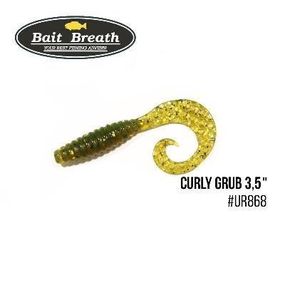 Силиконовая приманка, Съедобный силикон Bait Breath Curly Grub 3,5" (10шт) (Ur868 Motoroil-EX)
