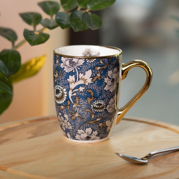 Фарфоровая чашка 400 мл с золотым ободком и золотой ручкой RX-N240665BLW | Зображення 3