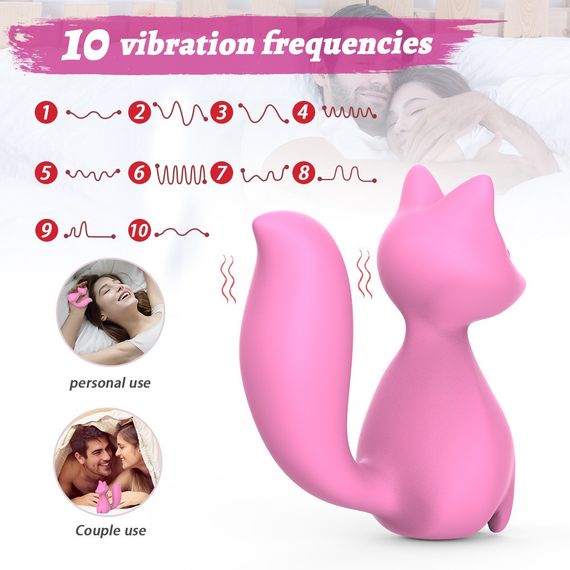 Міні-вібратор кліторальний Every Night Toys Doris у формі лисиці світло-рожевий, 10 режимів вібрації Sex Aura | Зображення 2