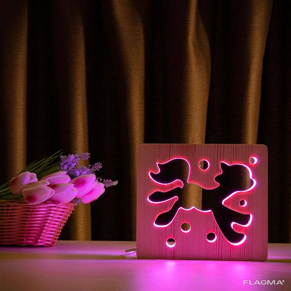 Светильник ночник ArtEco Light из дерева LED "Сказочный пони" с пультом и регулировкой... | Зображення 4