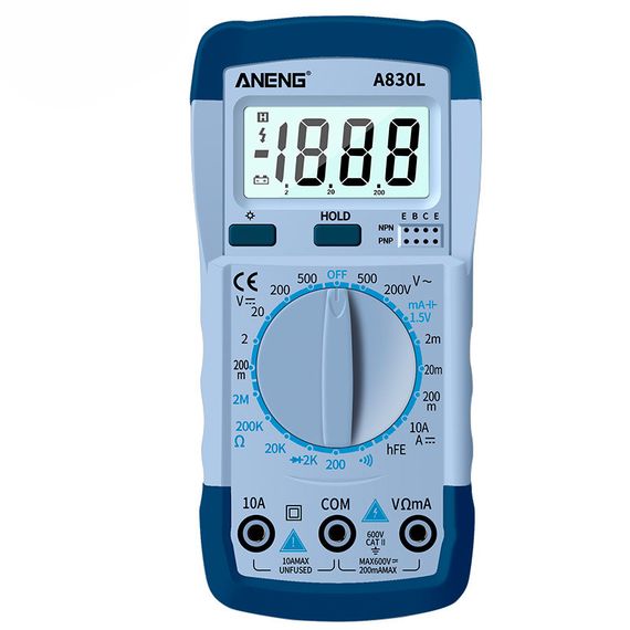 Мультиметр ANENG AN-A830L. Вимірювання: V DC, V AC, A DC, A AC, перевірка діодів | Зображення 1