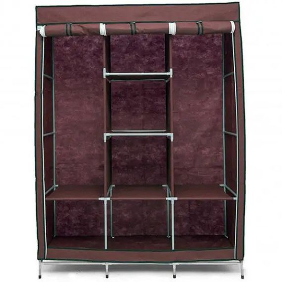 Шафа тканинна 3 секції складана з каркасом STORAGE WARDROBE 175 х 130 х 45 см. Колір: коричневий | Зображення 3