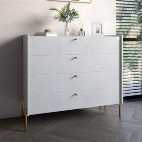 Комод із 4 шухлядами LION Wood із золотими ніжками 100х90х45 см Бетон style (LION-042959)