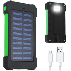 Повербанк 20000 mah з сонячною батареєю та ліхтариком, KL110 / Портативний зовнішній акумулятор / Power Bank
