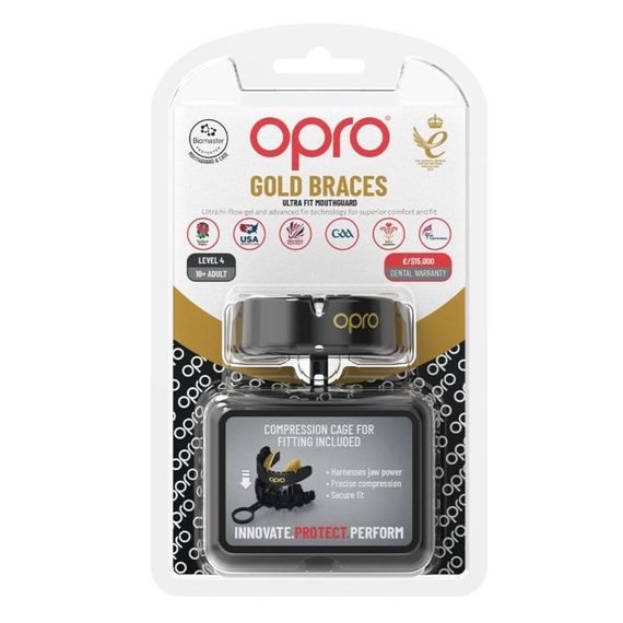 Капа OPRO Gold Braces під брекети доросла (вік 11+) Blackl/Gold (art.102518001) | Зображення 2