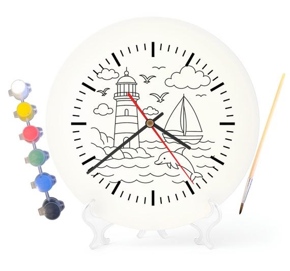 Дитячий набір для творчості годинник розмальовка Маяк 30 см (Г0047)