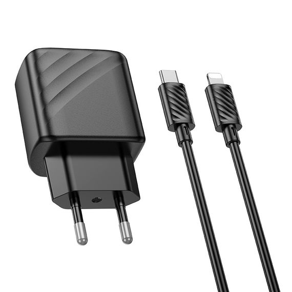 Зарядка для телефона. Адаптер. Мережевий зарядний пристрій Hoco CS23A 1 USB/1USB-C PD/QC 30W+Type-C to Lightning | Зображення 5