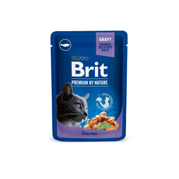 Корм вологий Brit Premium Cat Fish Plate pouches набір паучів для котів рибна тарілка з тріскою, лососем та фореллю 100 г х | Зображення 1