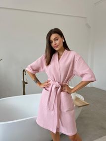 Жіночий Халат COSY кімоно вафельний, рожевий