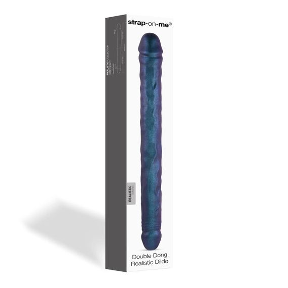 Фалоімітатор подвійний Strap-On-Me DOUBLE DONG REALISTIC DILDO — SNAKY METALLIC COLOR Sex Aura | Зображення 2