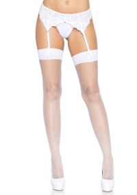Чулки-сетка со швом Leg Avenue Backseam Thigh Highs White, one size sexstyle