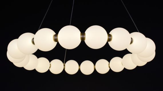 Люстра світлодіодна підвісна LED світильник для квартири на стелю лед 27210 Латунь 25-140х64х64 см. | Зображення 6