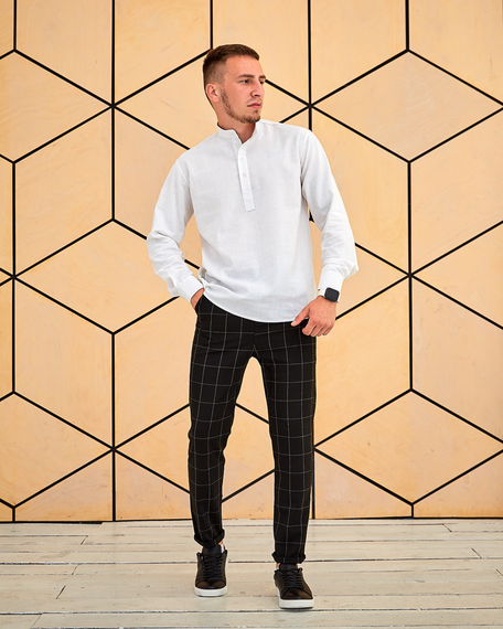 Комплект БРл (брюки+ рубашка лен) чёрный S M | Зображення 1