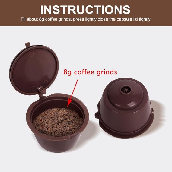 Багаторазова кавова капсула для Nescafe Dolce Gusto/Nespresso — 1 шт. з фільтром, екологічна. Коричнева. | Зображення 6