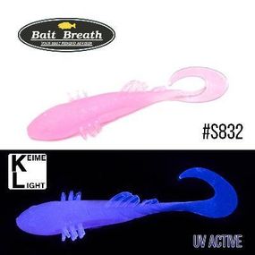 Силиконовая приманка, Съедобный силикон Bait Breath BeTanCo Curly Tail 2" (8шт.) (S832 Grow Pink ／Keime light)