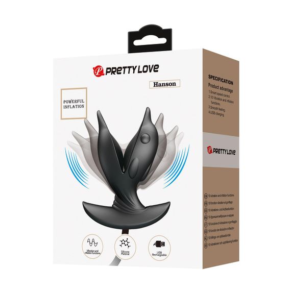 Анальная пробка с накачкой Pretty Love Hanson «Дельфин», черная, 10.6 х 4.1 см sexstyle | Зображення 7