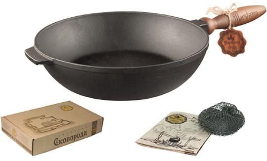 Сковорода-сотейник чавунна "Наша Майстерня" Ø28см з дерев'яною ручкою | Зображення 1