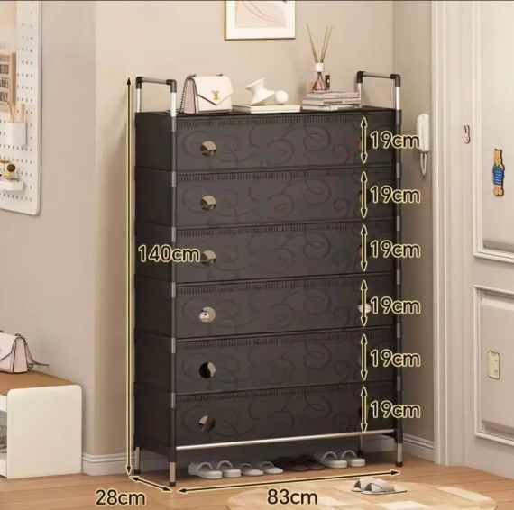 Полиця для взуття SKLM-32-LT6205 чорна 6 полиць | Зображення 1