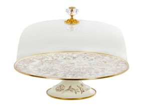 Сервірувальна страва Garden Beige на ніжці 30см з кришкою