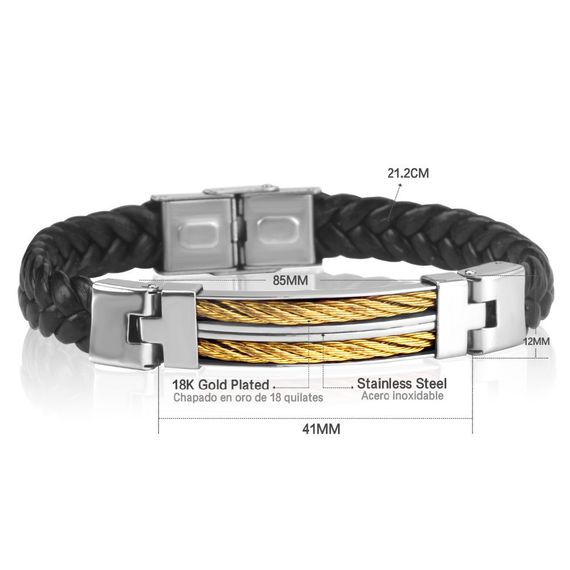 Чоловічий шкіряний браслет Primo Steel Rope - Gold | Зображення 4
