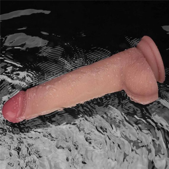 Реалистичный вибратор - Vibrating Sliding Skin Pro II Dual Layer Silicone Dong 8.5" Flesh Sex Aura | Зображення 8