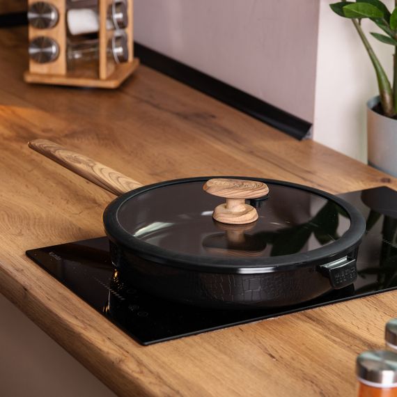 Алюмінієва сковорода з керамічним покриттям антипригарним 1.8 л Ø 24 см чорна MGC HP-4-457B | Зображення 5