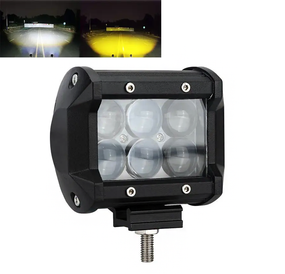 Универсальная противотуманная бело желтая фара ПТФ 5D линза х 6 LED, 18 Вт