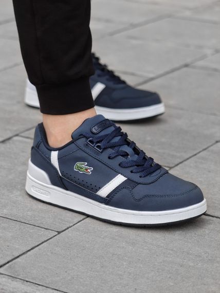 Демісезонні кросівки Lacoste натуральна шкіра + текстиль колір синій, білий | Зображення 4