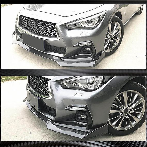 Накладка на передній бампер Lip V2 (для Q50 Sport 2018-2022, Карбон) для Infiniti Q50/Q60 рр | Зображення 3