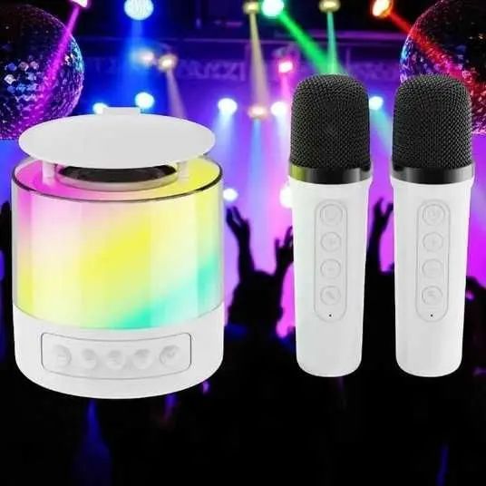 Портативна акустична колонка K19 з Bluetooth та LED-підсвічуванням для караоке Білий