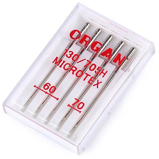 Иглы швейные для микротекстиля ORGAN MICROTEX №60/70 пластиковый бокс 5 штук для бытовых швейных машин | Зображення 1