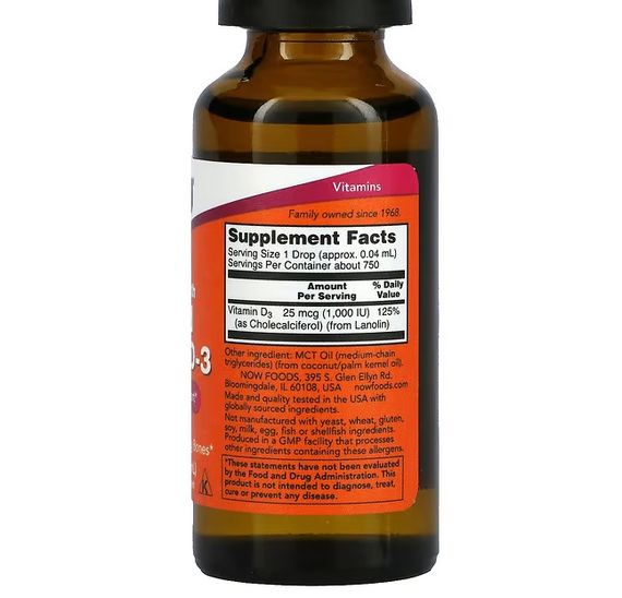 Витамин D NOW Foods Vitamin D3 Extra Strength 30 ml | Зображення 1