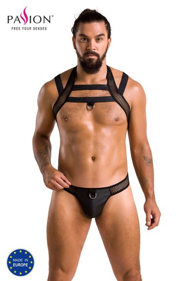 Комплект открытые трусы и портупея на грудь Passion 043 SET JACOB, Черный, L, XL, L/XL | Зображення 4