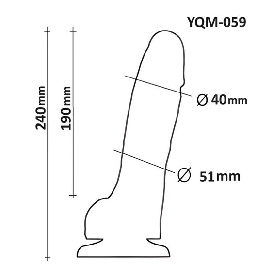 Фалоімітатор з мошонкою на присосці OYO YQM-059 (довжина 24 см, діаметр 5.1 см) Sex Aura | Зображення 3