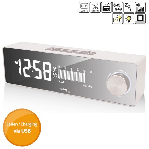 Годинник настільний з радіо Technoline WT483 White/Silver (WT483) | Зображення 3