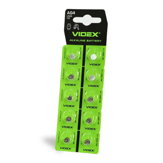 Часовая батарейка Videx AG 4/LR626 в блистере, 10 шт.