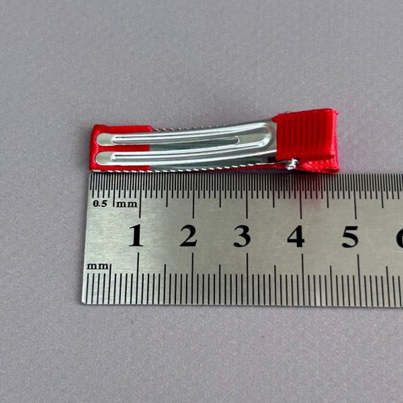 (10 шт) Заколка-заготовка уточка с репсовой лентой 4,7 см - красный | Зображення 2