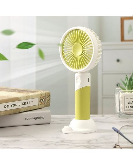 Вентилятор ручний Mini Fan ZB100 акумуляторний з підставкою для телефону Салатовий з білим | Зображення 2