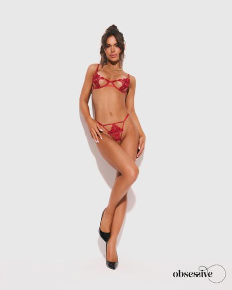 Комплект Obsessive Luise Sublim Red 2-pcs crotchless set L/XL Sex Aura | Зображення 4