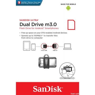 USB флеш накопичувач SanDisk 64GB Ultra Dual Black USB 3.0 OTG (SDDD3-064G-G46) | Зображення 6