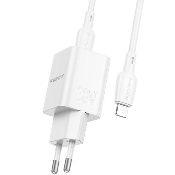 МЗП Borofone BN14 Royal PD30W+QC3.0 (1USB-A/1C) + кабель Type-C to Lightning White | Зображення 2