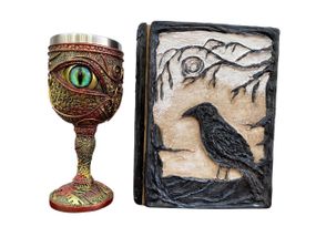Подарунковий набір Келих 3D Око Зелений і Блокнот 3D «Тінь Ворона»